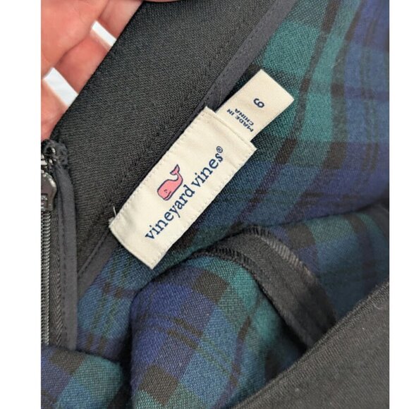 Vineyard Vines Sleeveless Black Fit and Flare Dress Tartan Plaid lining *SZ 6 - Picture 8 of 10